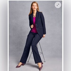 NWT Talbots Women's High Waist Wide Leg Pants Size 4 Seasonless Crepe Navy Blue